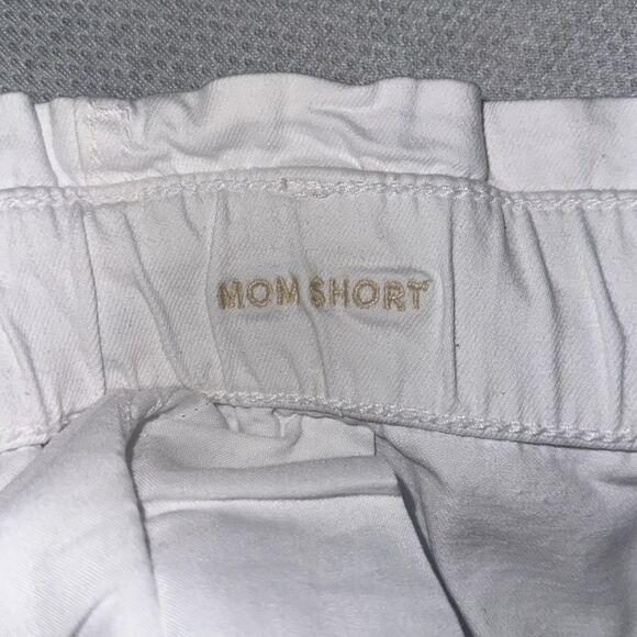 AE 14-16 White Stretch Relaxed Fit Paper Bag Denim Belted High Rise Mom Shorts - Picture 15 of 15